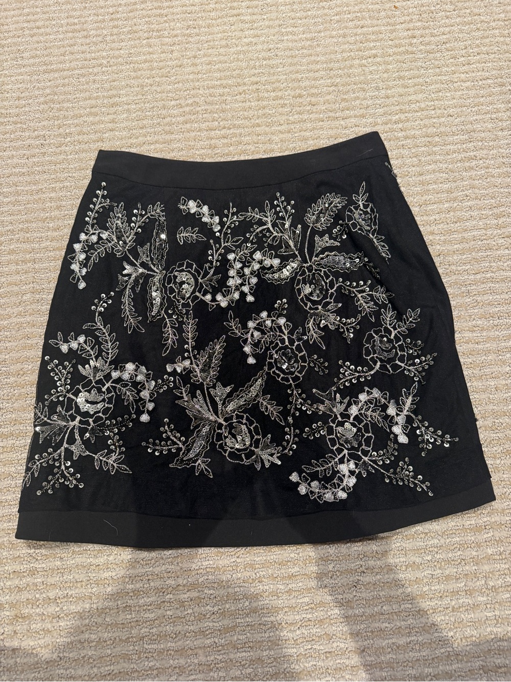 Ralph Lauren Embroidered Black Floral Mini Skirt